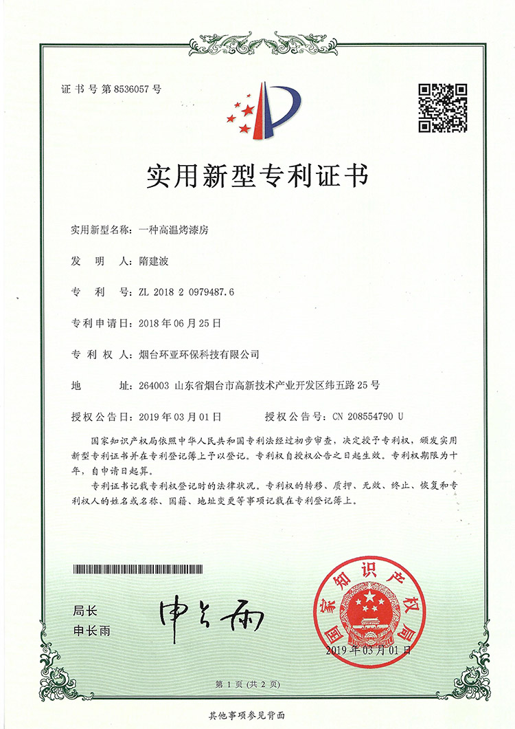 Patent for paint baking room